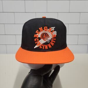 Vintage Cincinnati Bengals Team NFL Snapback Hat Black Orange Drew Pearson